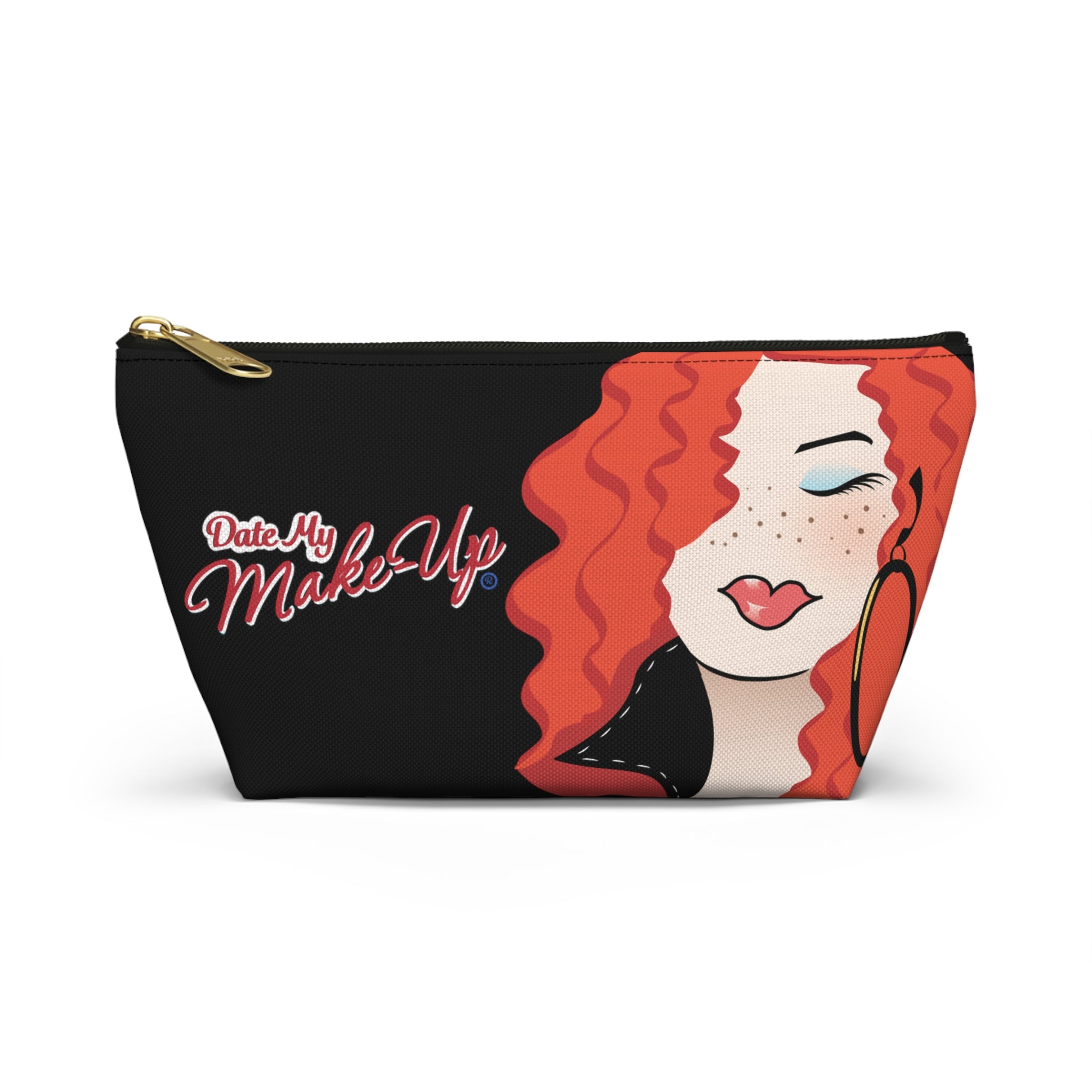 Freckled Ginger Dewey Black Makeup Bag