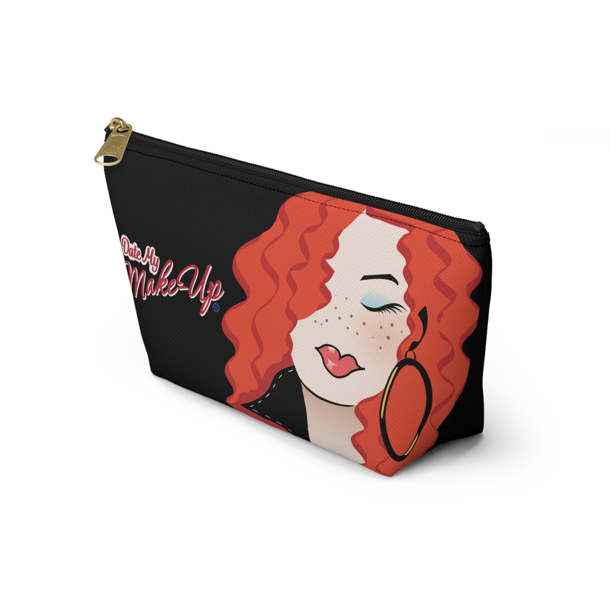 Freckled Ginger Dewey Black Makeup Bag