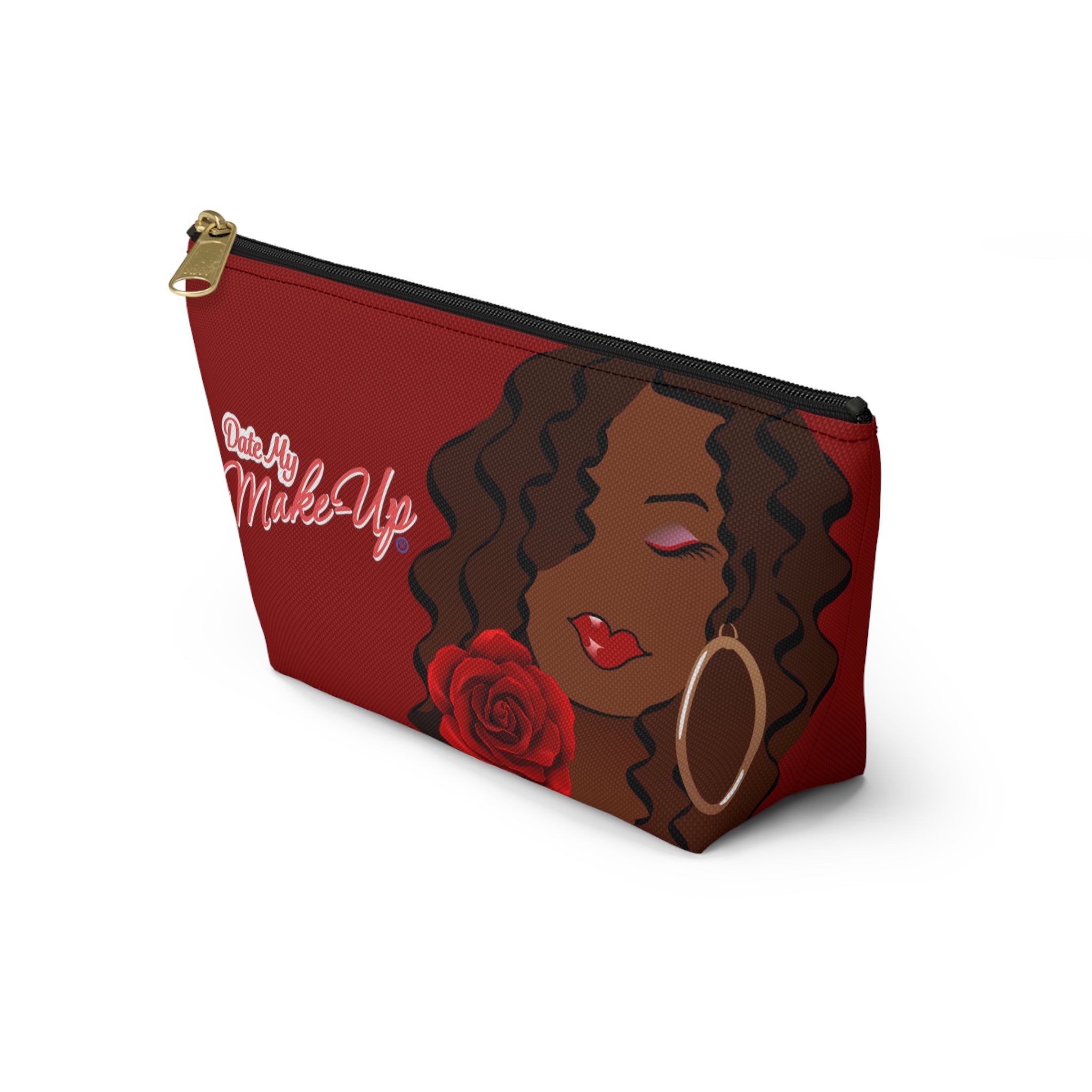Red Rose Beautiful Brown Dewey Makeup Bag