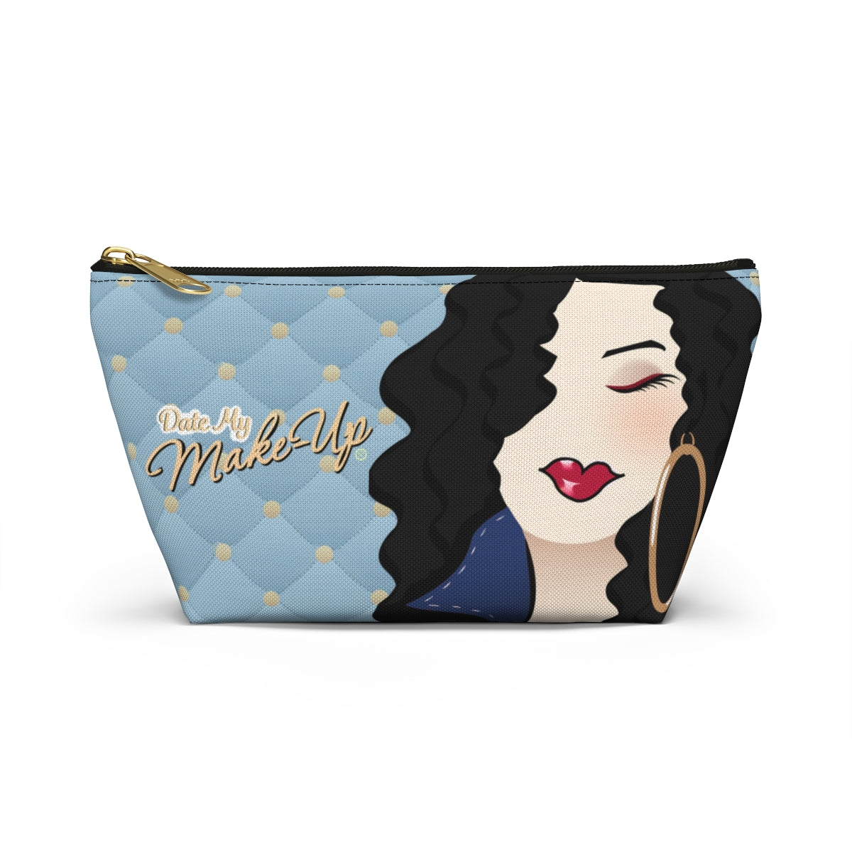 Dark Haired Dewey Quilt Makeup Bag