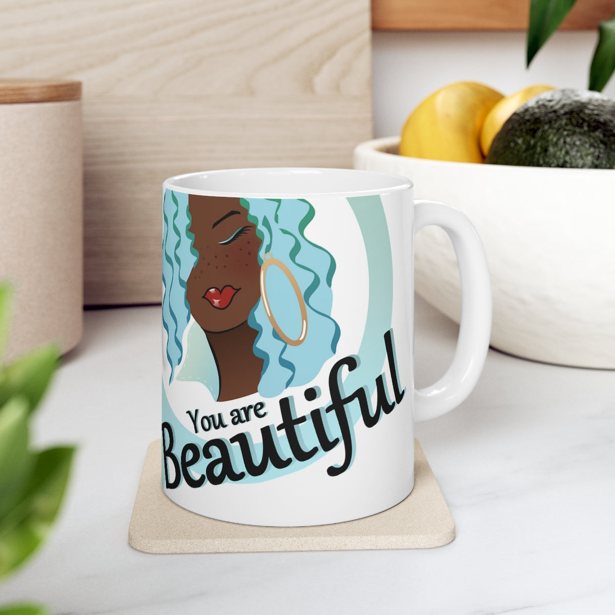 Blue You are Beautiful Ceramic Mug 11oz