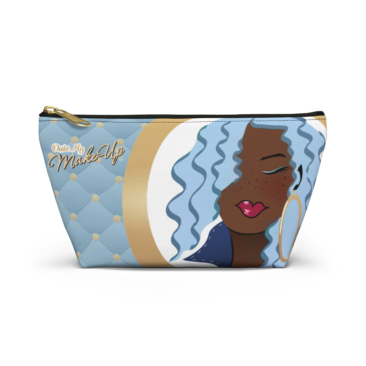 Blue Beautiful Brown Dewey Quilt Makeup Bag