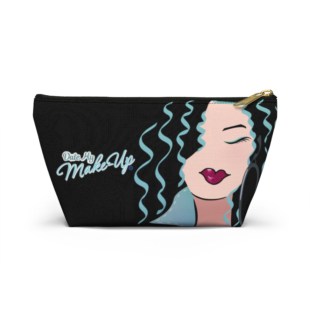 Blue Dark Haired Dewey Noir Makeup Bag