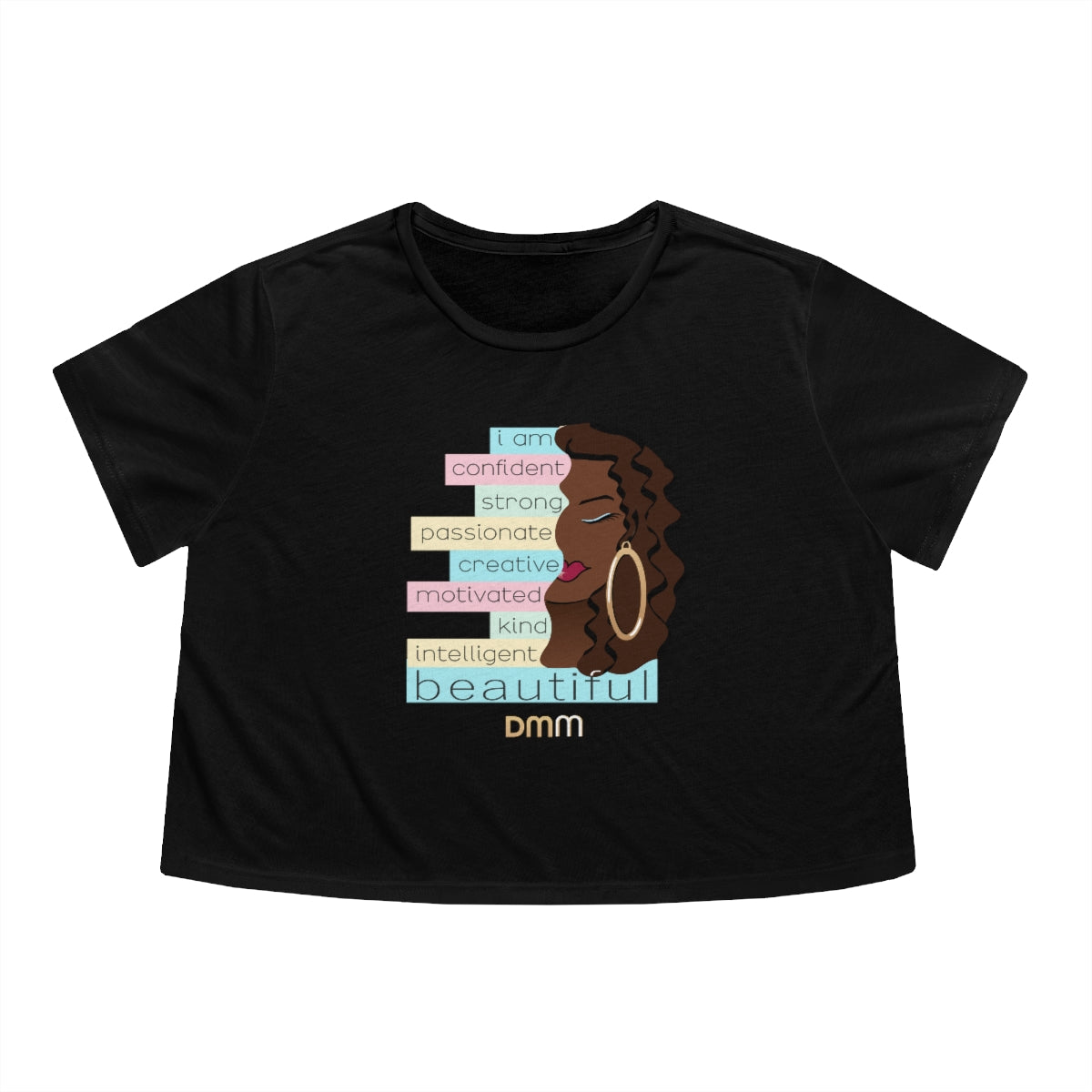 I Am Beautiful Brown Flowy Cropped Tee
