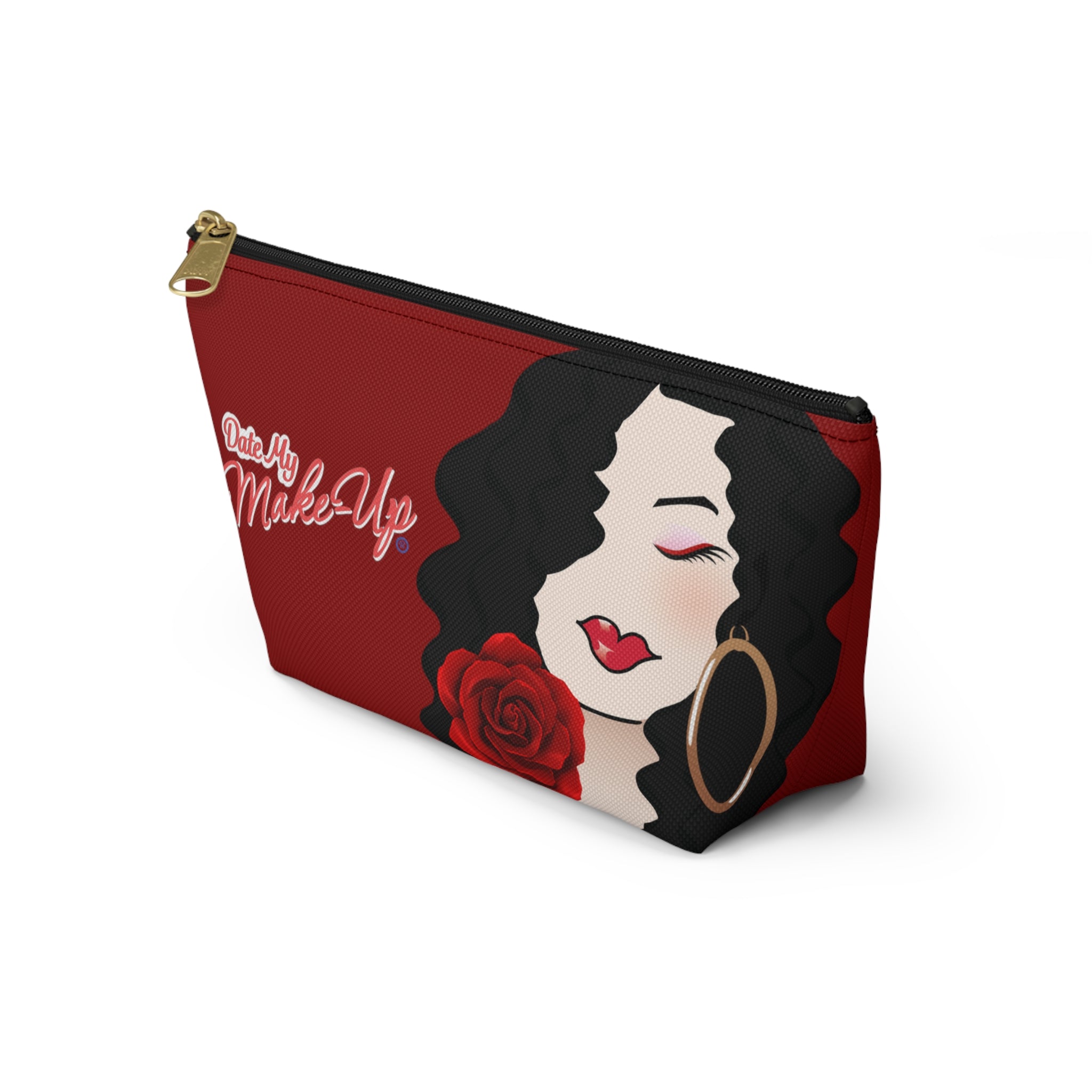Red Rose Dark Haired Dewey Makeup Bag