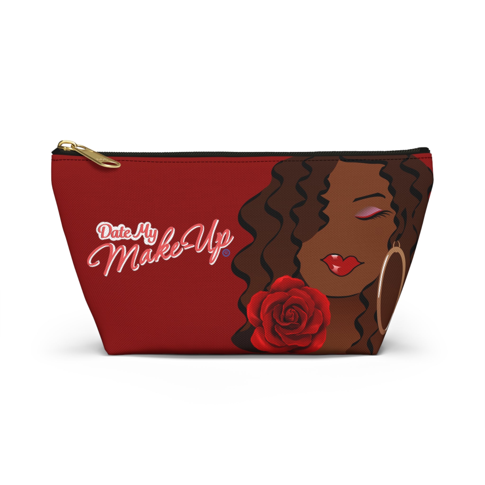 Red Rose Beautiful Brown Dewey Makeup Bag