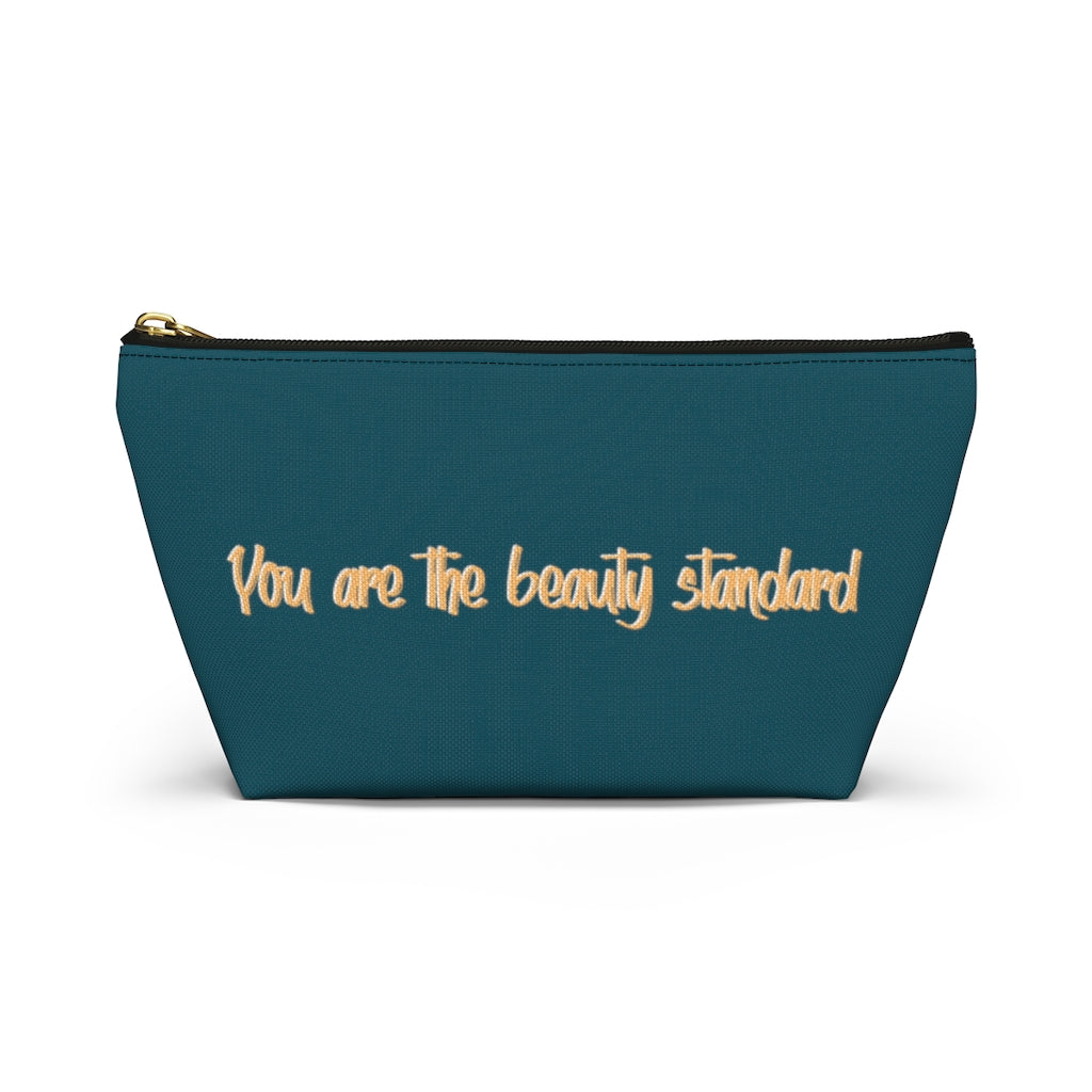 Freckled Caramel Dewey Black Collar Makeup Bag