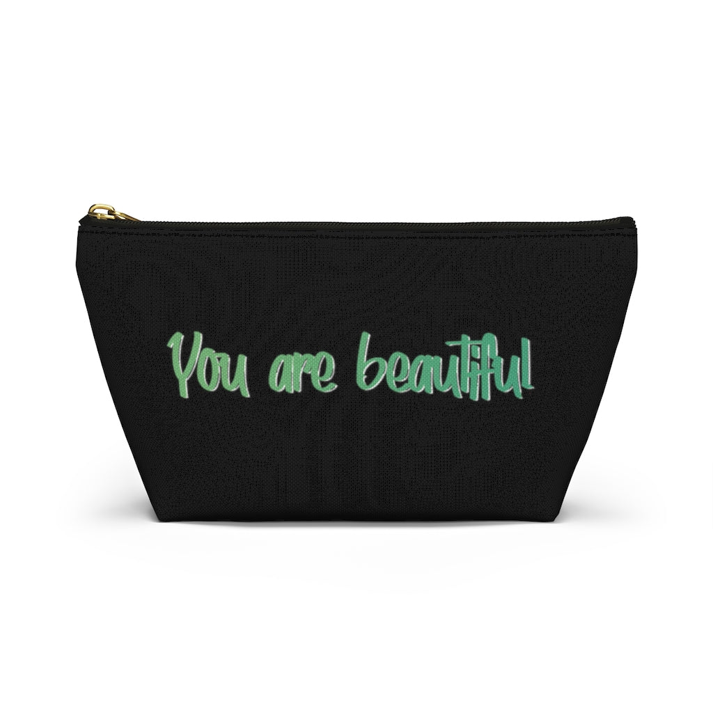 Freckled Green Collar Brunette Dewey Noir Makeup Bag