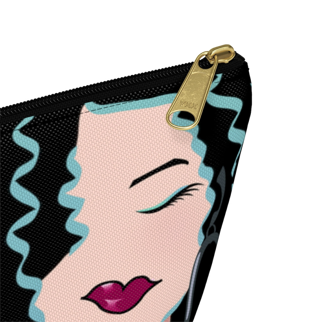 Blue Dark Haired Dewey Noir Makeup Bag