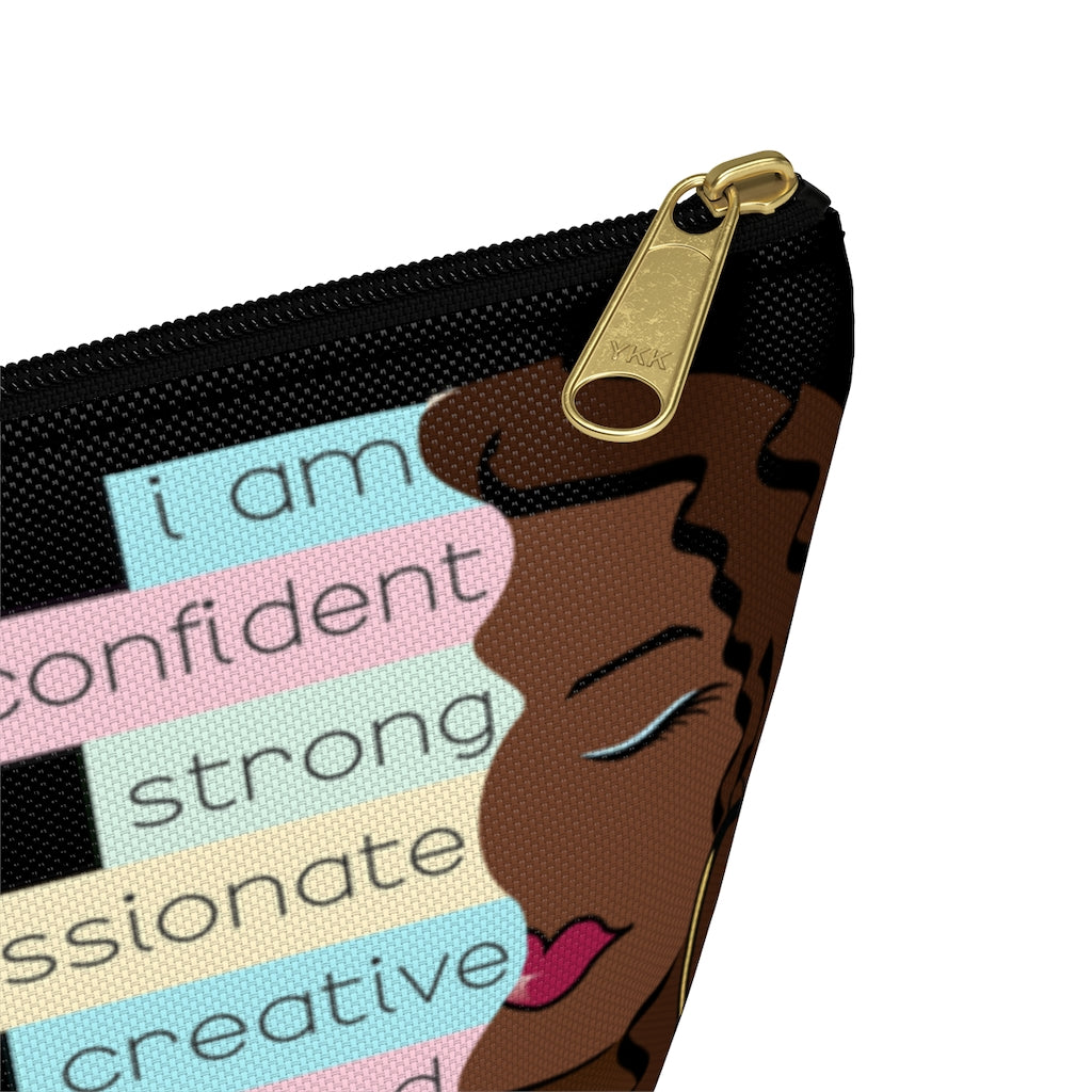 I Am Beautiful Brown Dewey Noir Makeup Bag