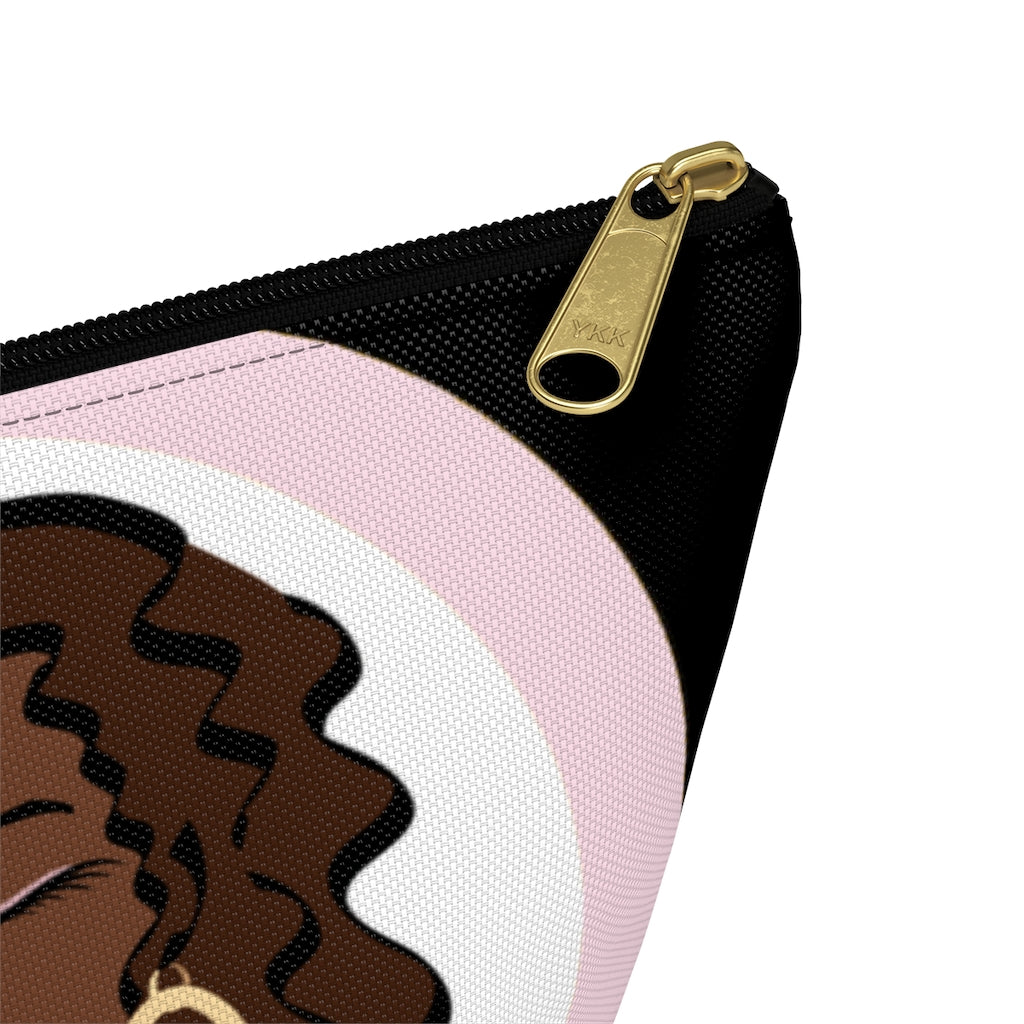 Beautiful Brown Dewey Black Makeup Bag
