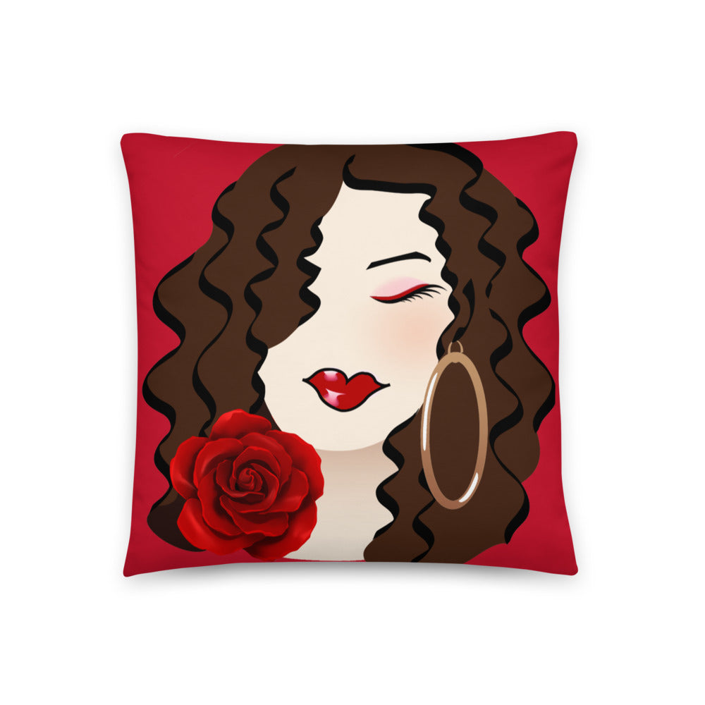Beautiful Brunette Rose Dewey Pillow