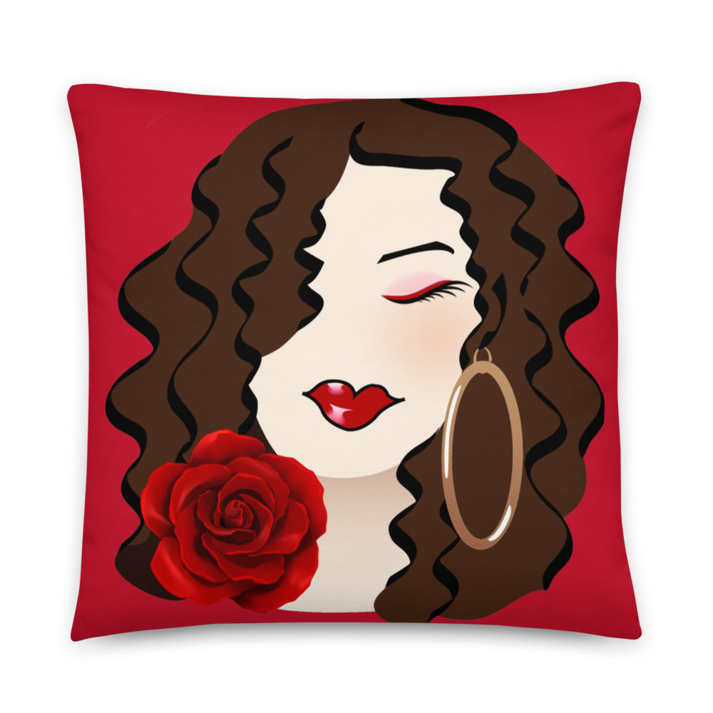 Beautiful Brunette Rose Dewey Pillow