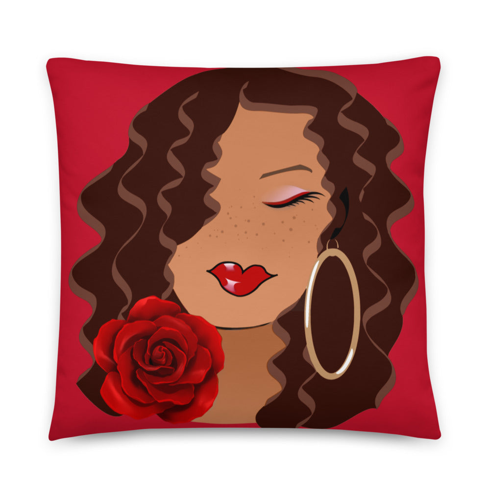 Freckled Caramel Rose Dewey Pillow