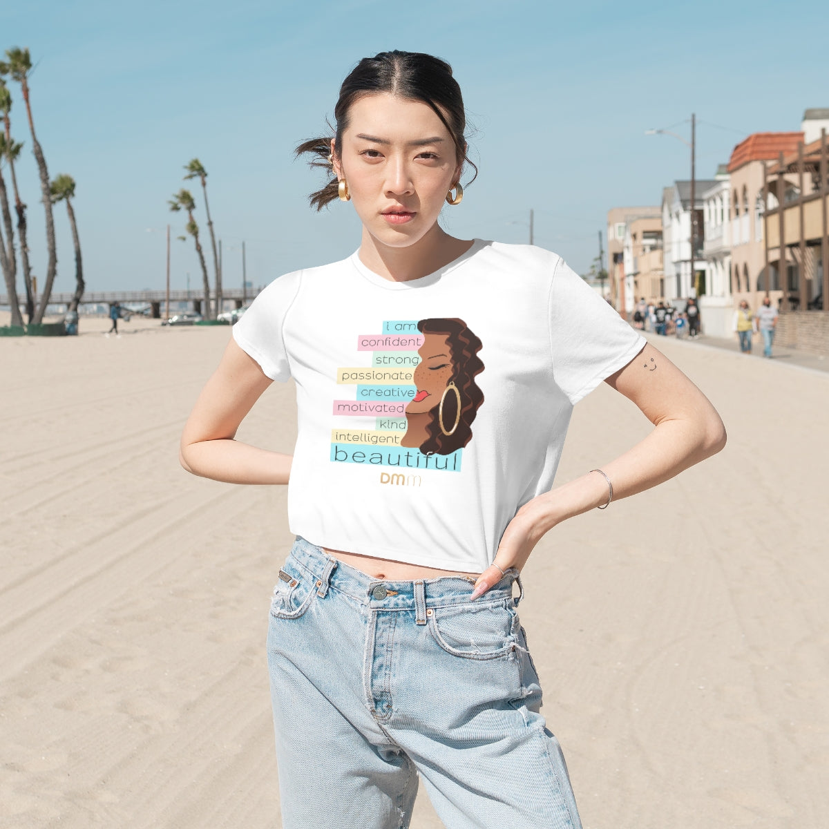 I Am Caramel Flowy Cropped Tee