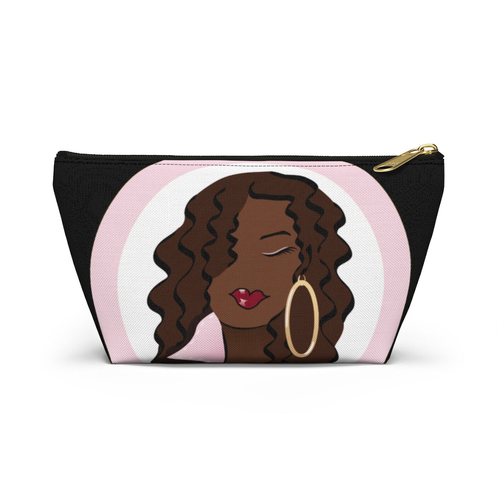 Beautiful Brown Dewey Black Makeup Bag
