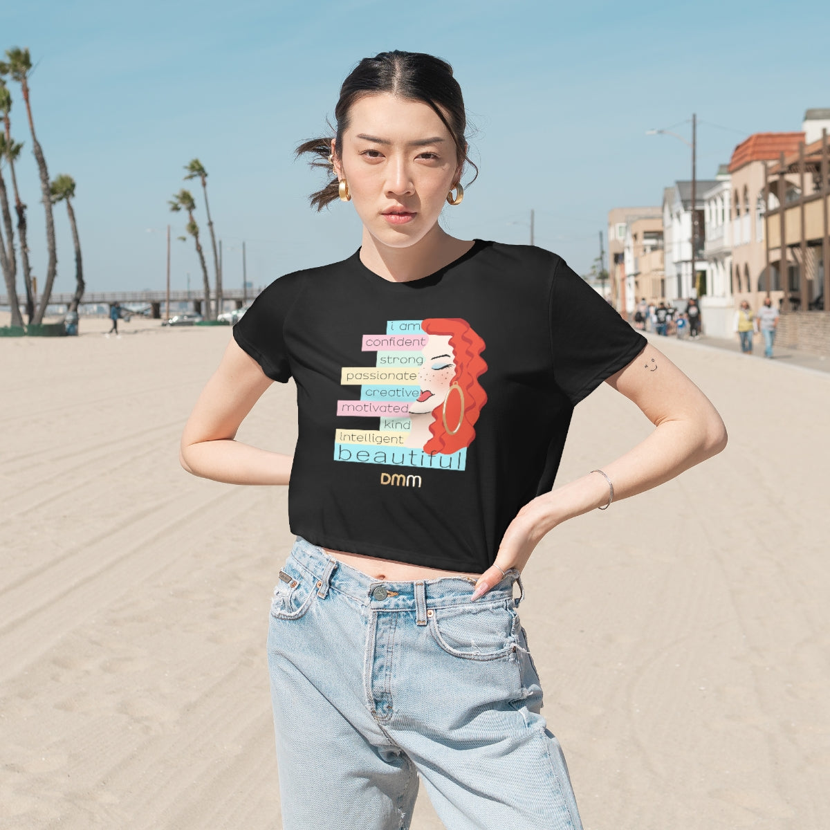 I Am Sweet Ginger Flowy Cropped Tee