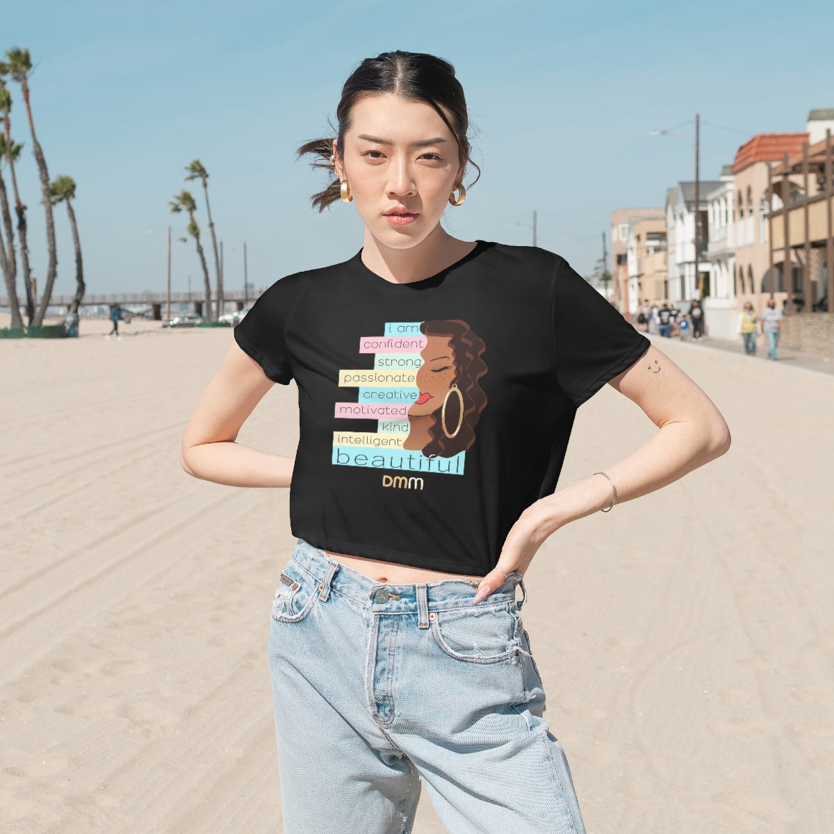 I Am Caramel Flowy Cropped Tee