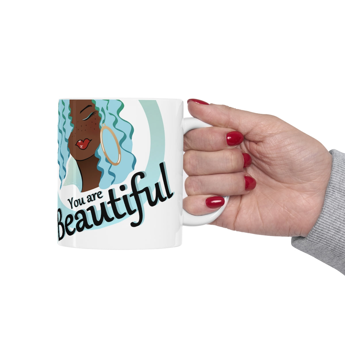Blue You are Beautiful Ceramic Mug 11oz