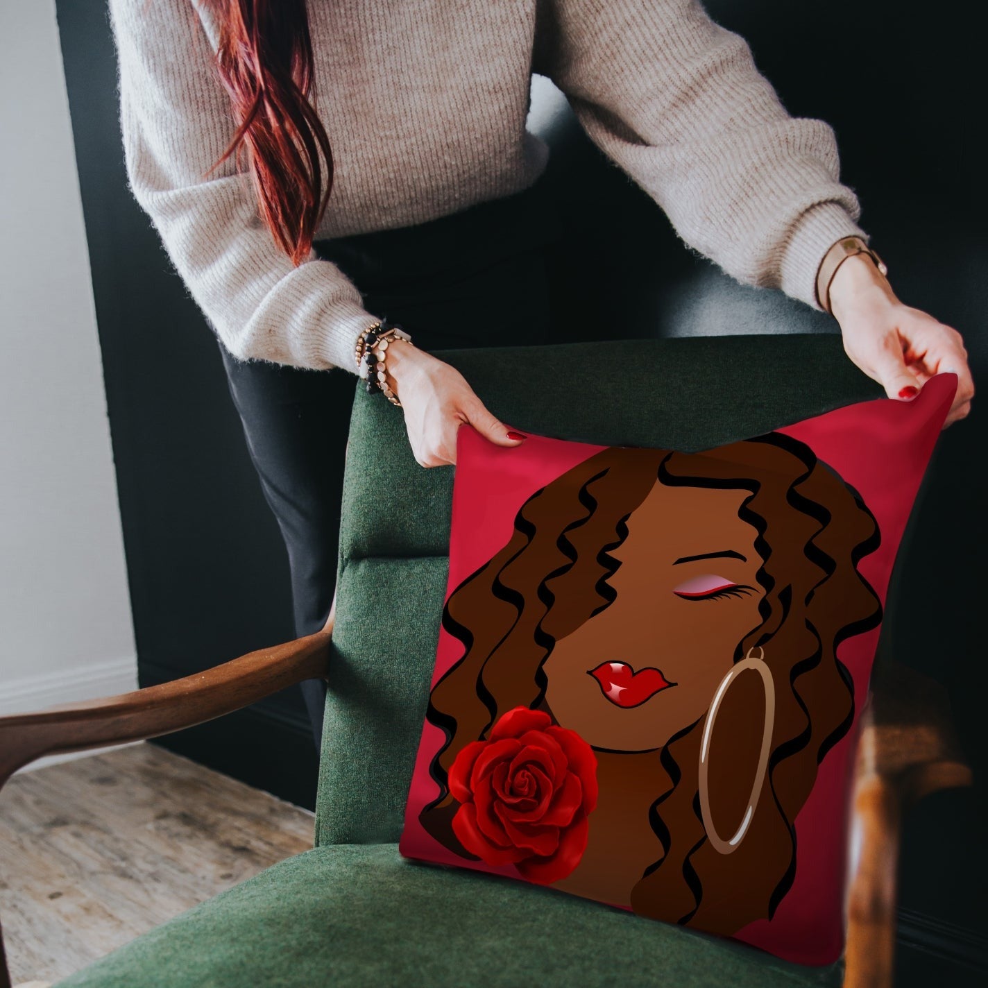 Beautiful Brown Rose Dewey Pillow