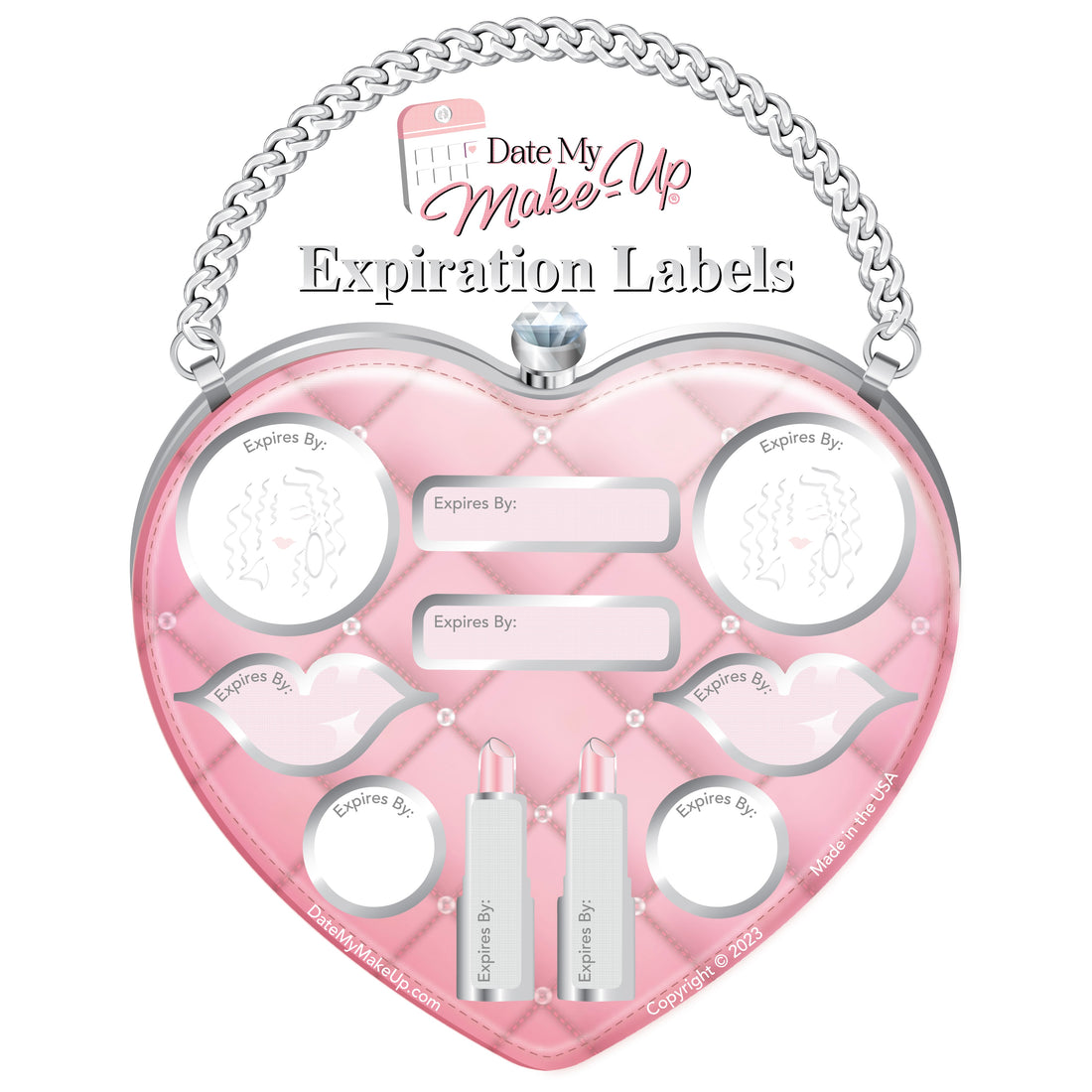 1ST PINK HEART PURSE EXPIRATION DATE LABELS