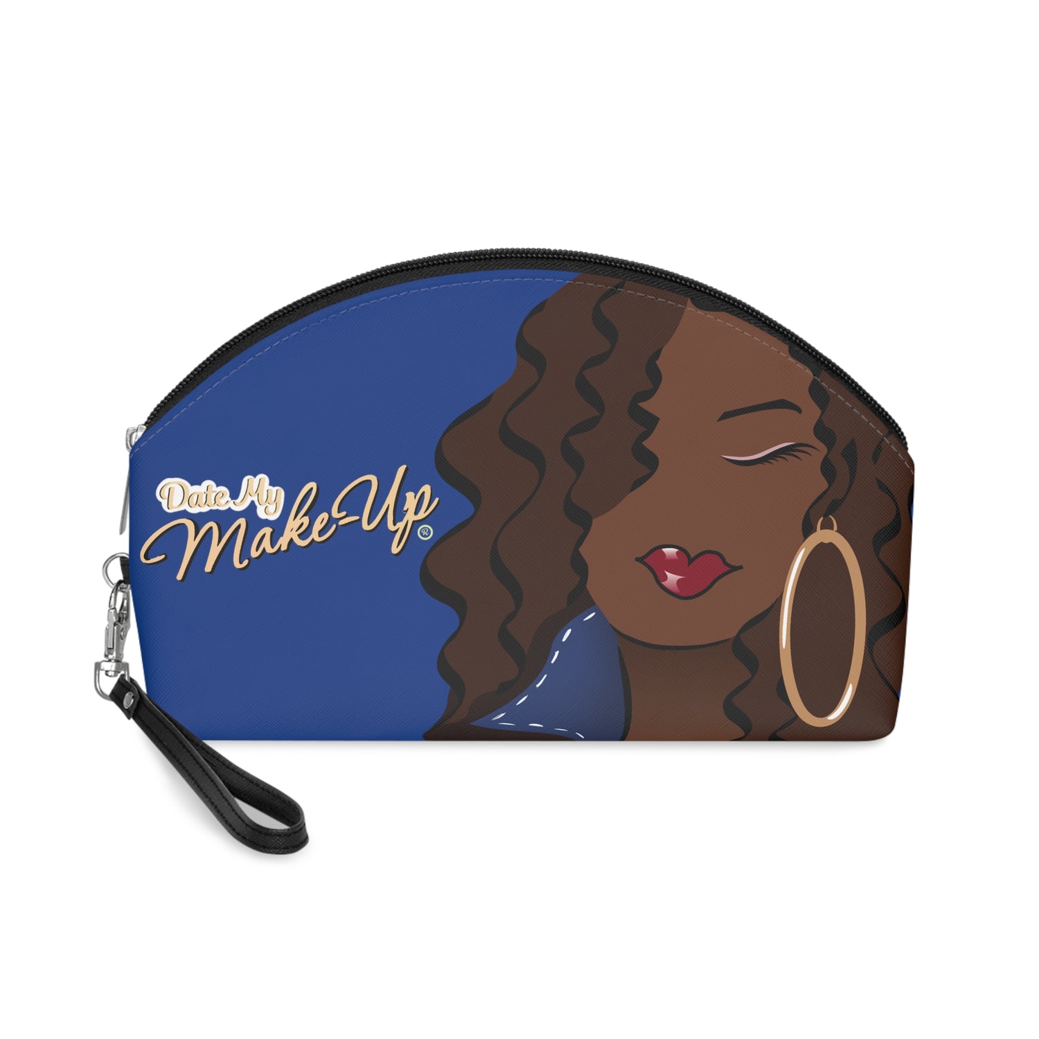 Beautiful Brown Dewey Blue Makeup Bag