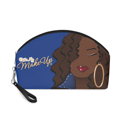 Beautiful Brown Dewey Blue Makeup Bag