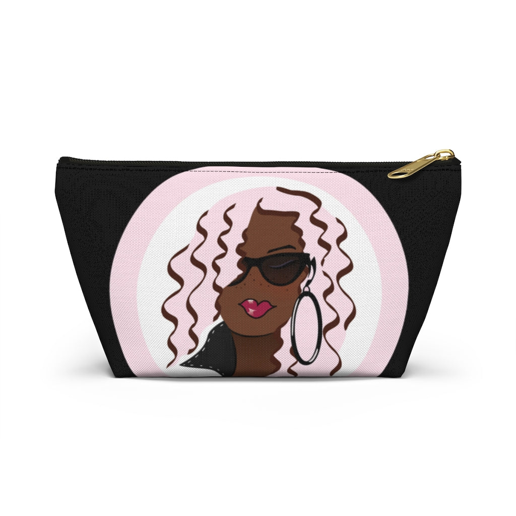 Pink Hair Sunglasses Dewey Black Makeup Bag