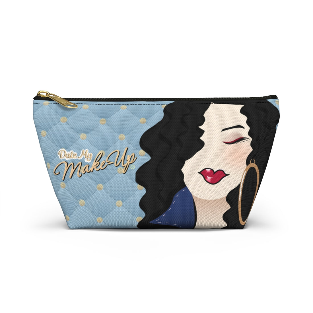 Dark Haired Dewey Quilt Makeup Bag