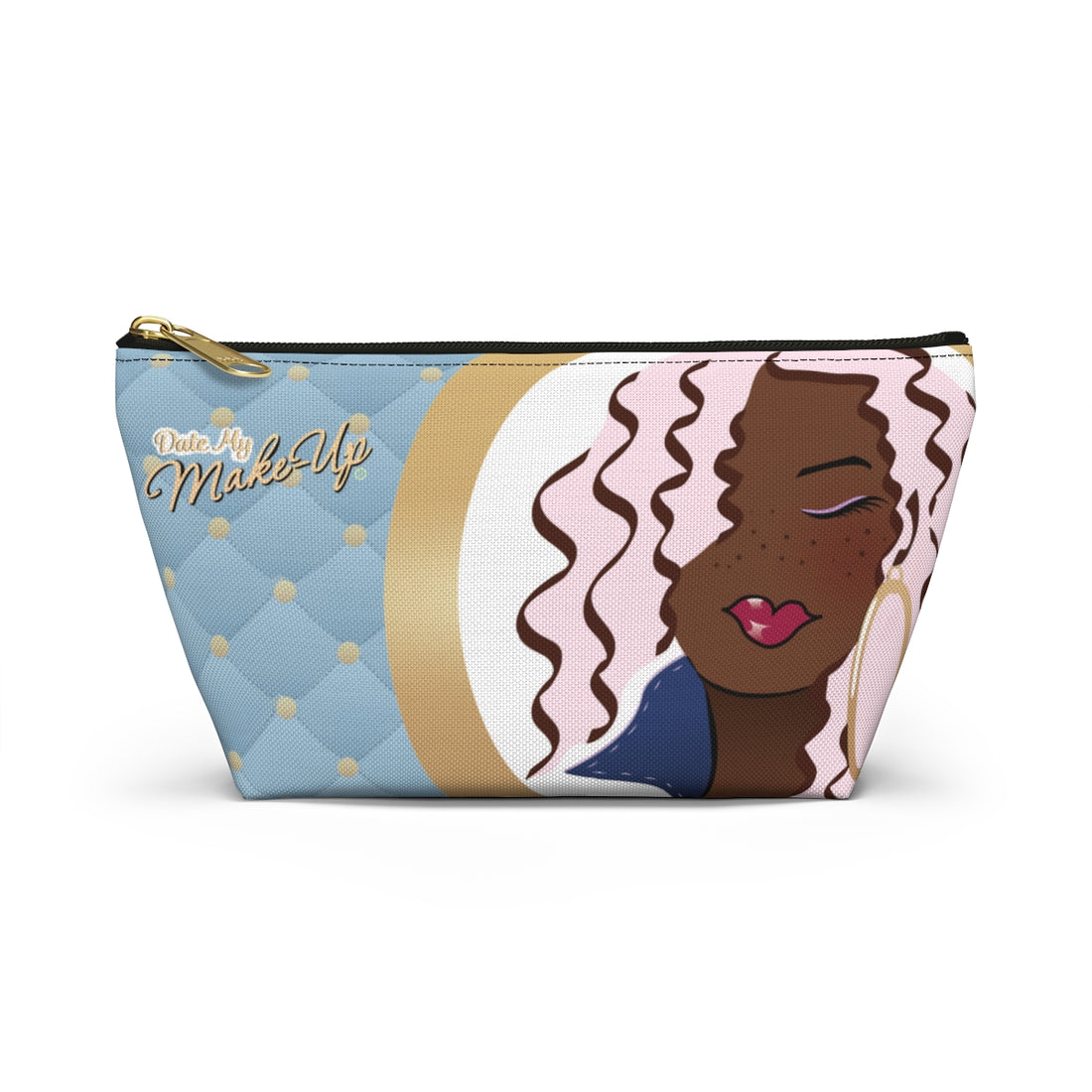 Pink Beautiful Brown Dewey Quilt Makeup Bag