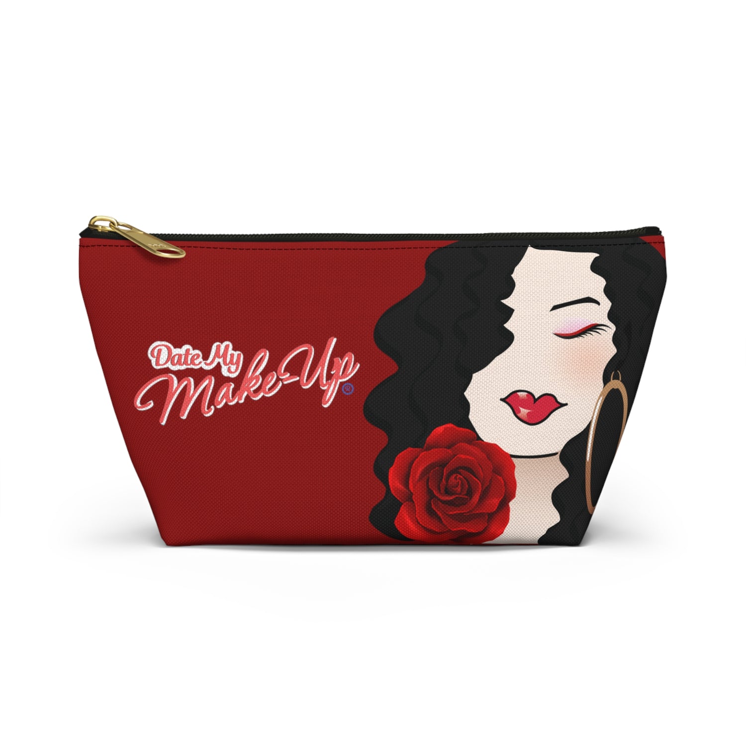 Red Rose Dark Haired Dewey Makeup Bag