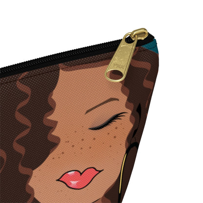 Freckled Caramel Dewey Black Collar Makeup Bag
