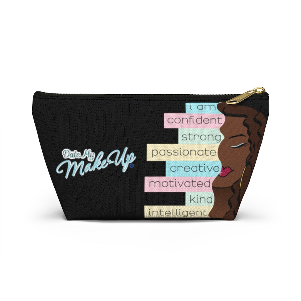 I Am Beautiful Brown Dewey Noir Makeup Bag