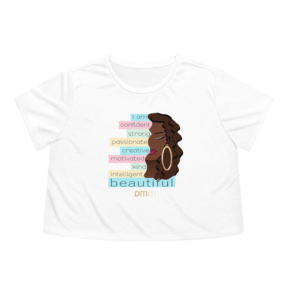 I Am Beautiful Brown Flowy Cropped Tee