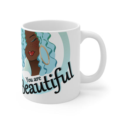 Blue You are Beautiful Ceramic Mug 11oz