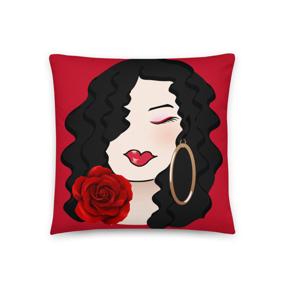 Dark Hair Rose Dewey Pillow